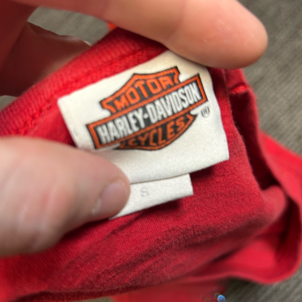 Harley-Davidson Red Long Sleeve Studded Shield Tee - Picture 6 of 6